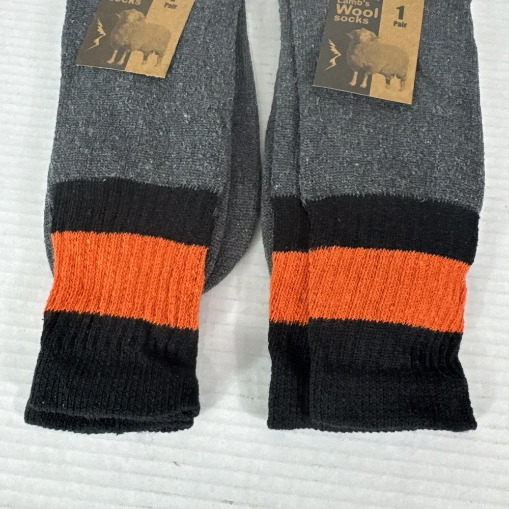 Lamb's Wool Blend Socks NEW Men's US 10-13 Lot of 2 Gray Orange Calf Length 1395